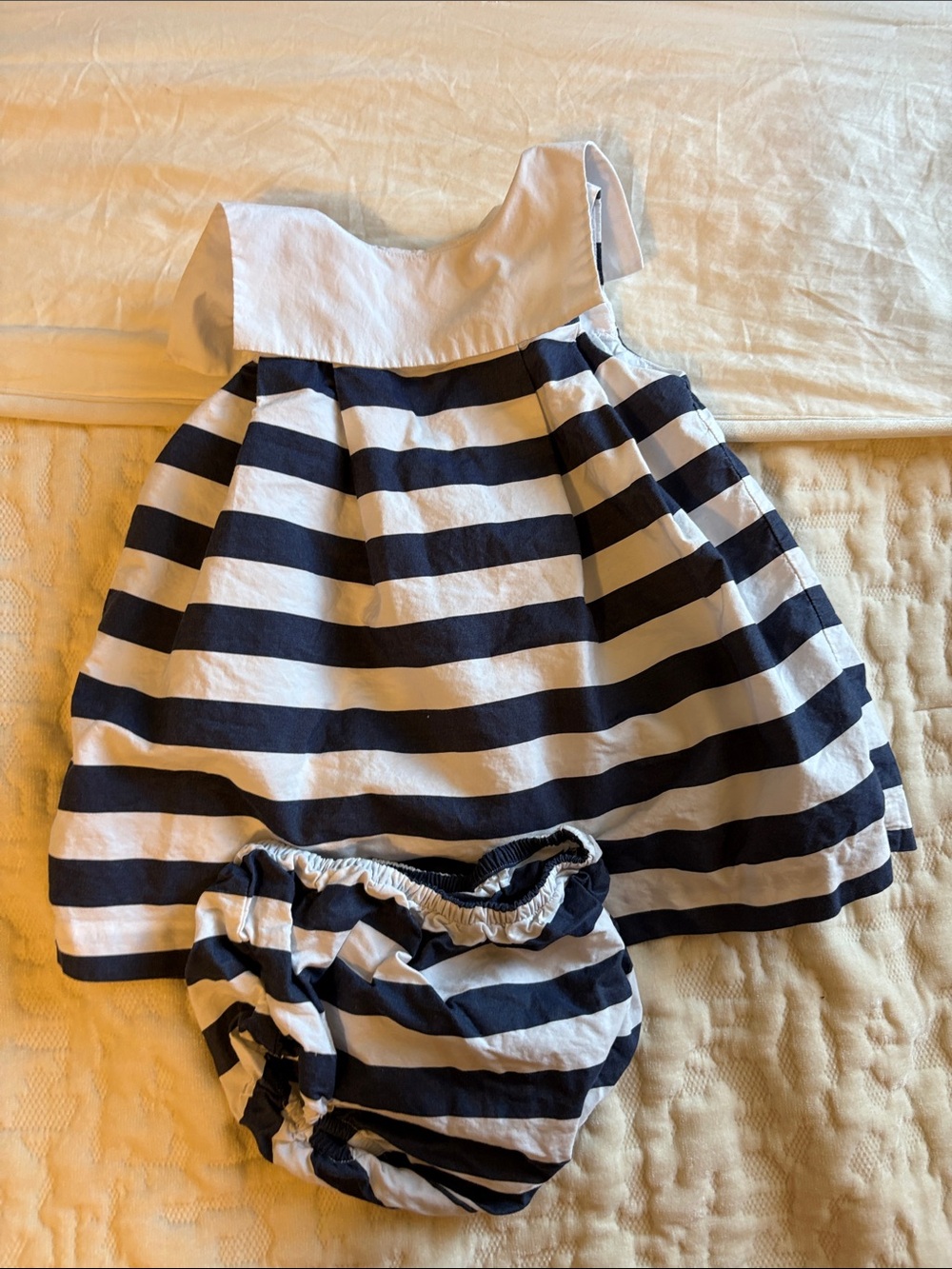 Navy and White Striped Baby Dress with Bloomer jacadi